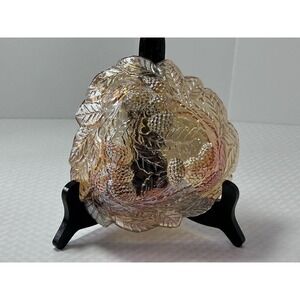 Indiana Glass Loganberry Iridescent Amber Carnival‎ Glass Bowl Dish VINTAGE